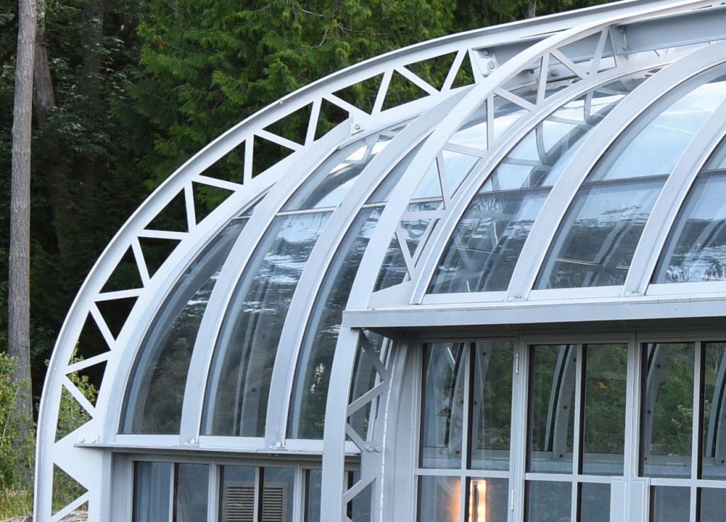 steel conservatories, pool enclosure, exoskeleton steel detail