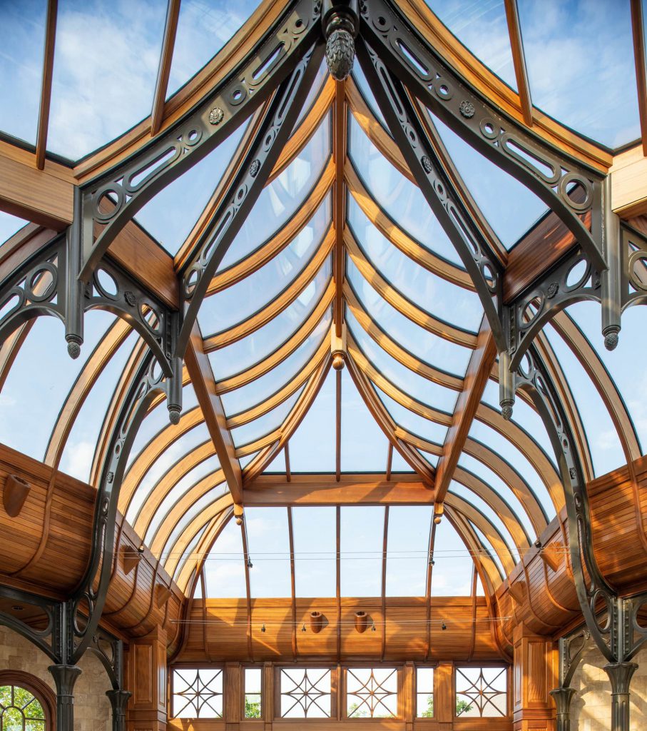 steel conservatories, steel and mahogany conservatory roof