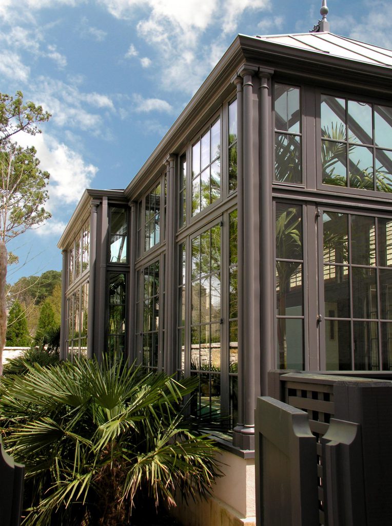 glass pool enclosure, steel conservatory pool enclosure exterior view