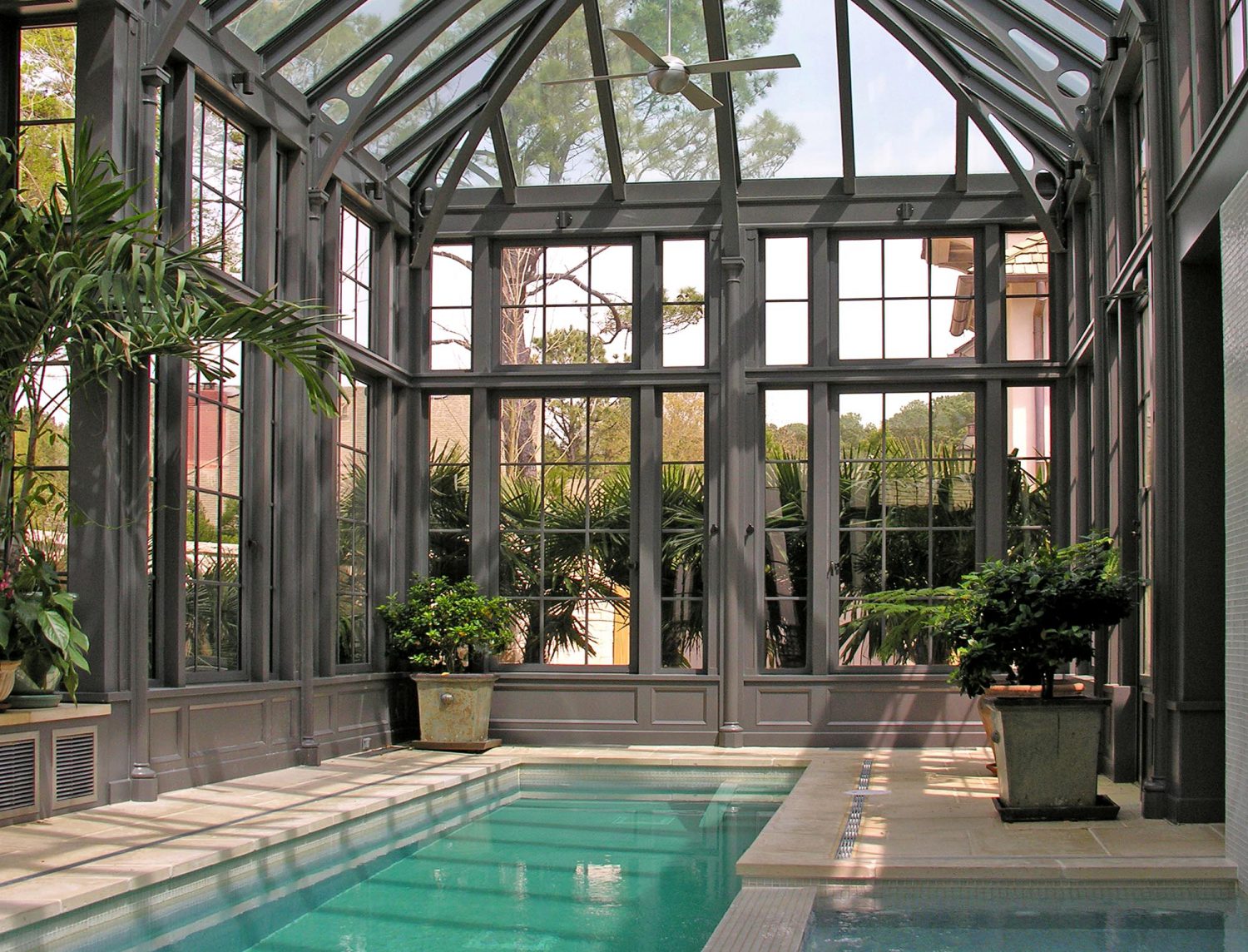 glass house swimming pool