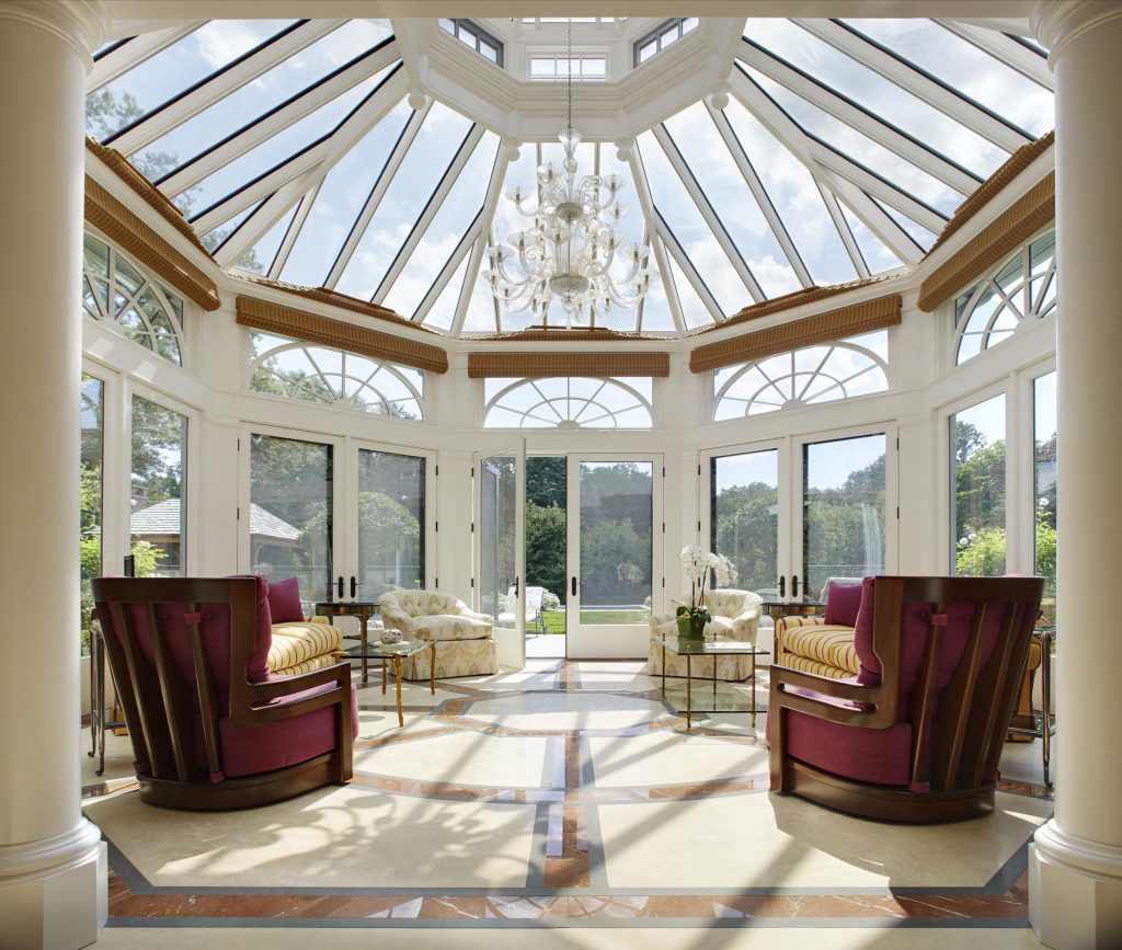 custom glass conservatory, interior view