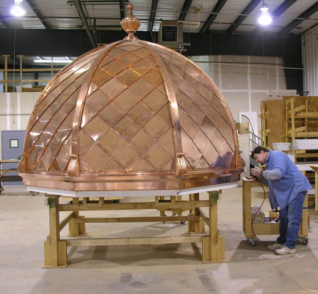 custom copper and glass dome, custom skylights at Tanglewood