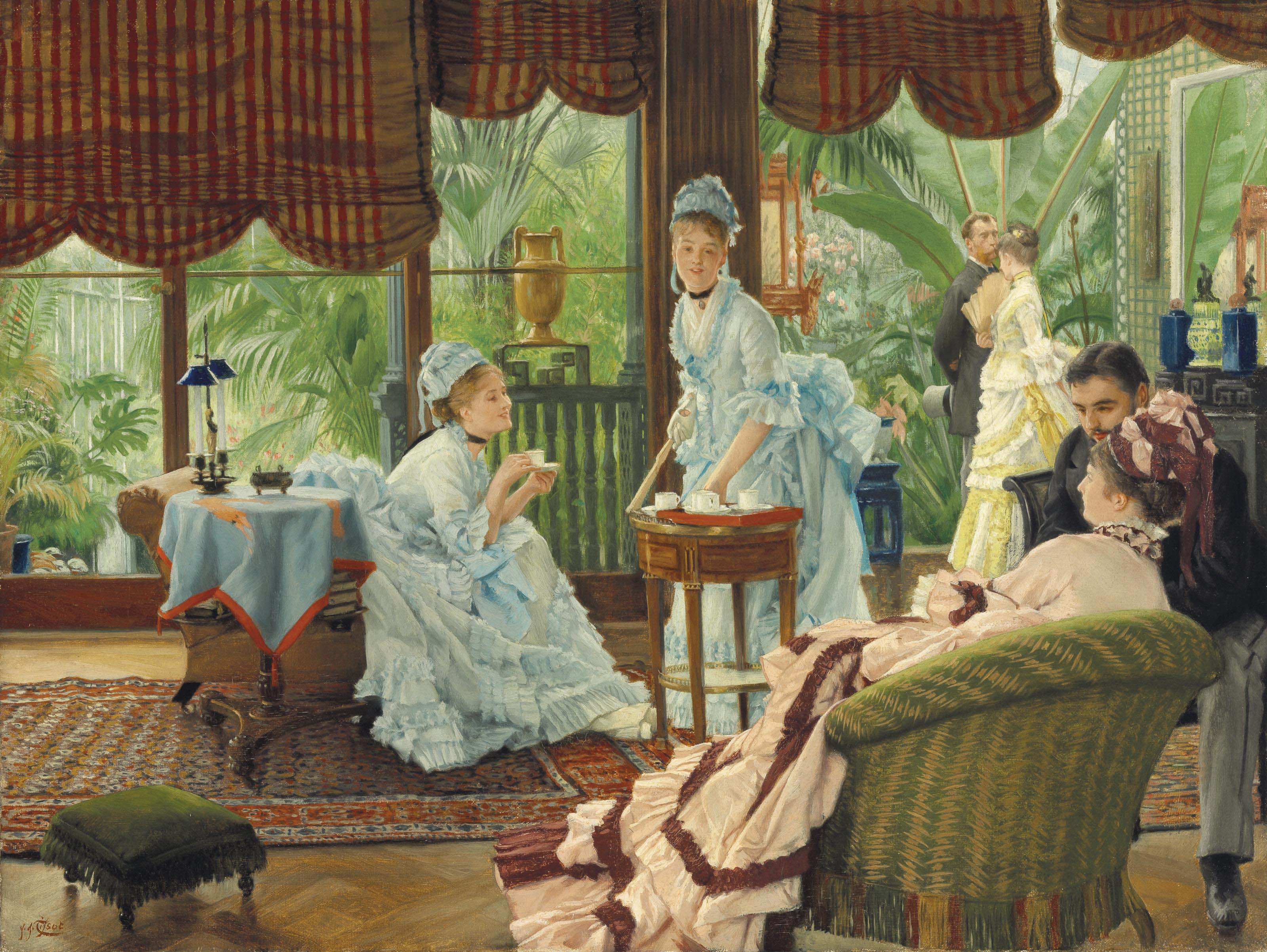 In the Conservatory c.1875 by James Tissot_Historic Conservatories_Painting